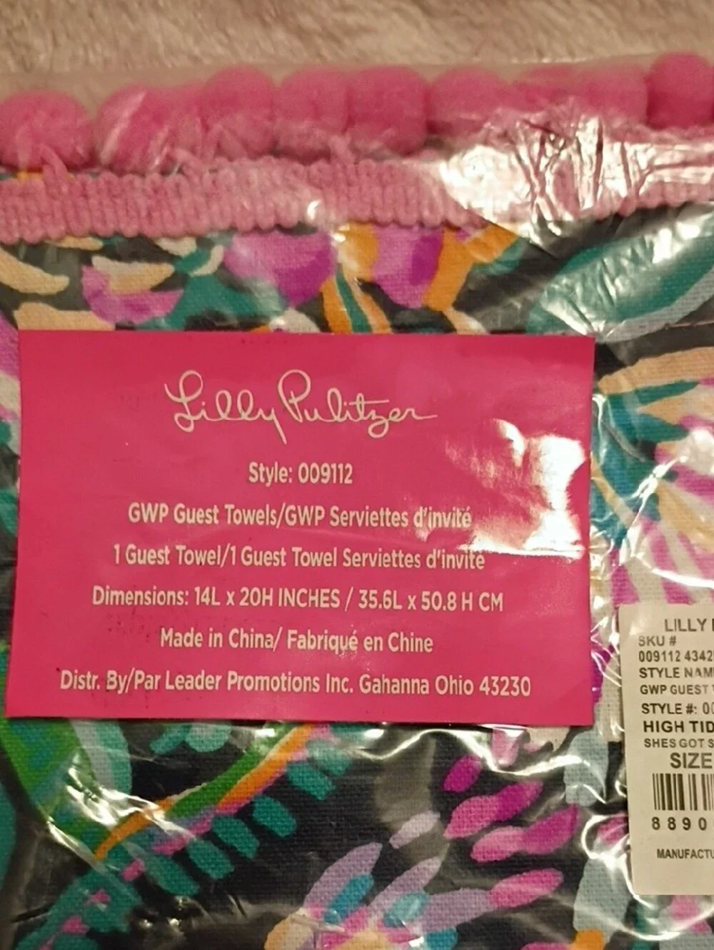 Lilly Pulitzer Navy Floral Pink Guest Towel Set Got Sol High Tide Pompom